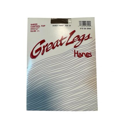 Hanes Great Legs 691 Classic Barely There Size CD Sheer Control Top Pantyhose
